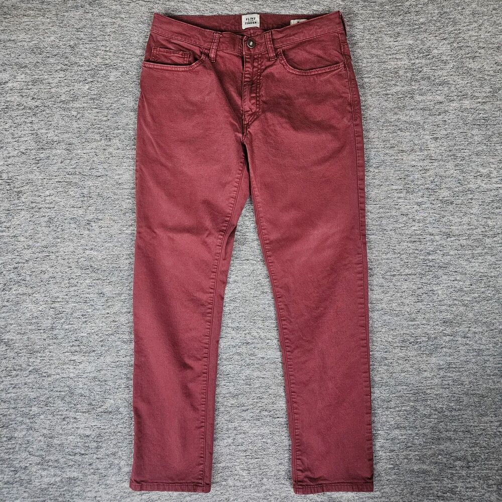 FLINT AND TINDER Men's 365 Pant Slim Fit Chino in Maroon Red 30 X 30 Casual
